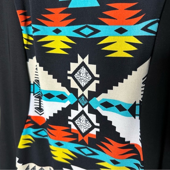 Iris Basic Aztec Print Dress, Sheer Mesh Long Sleeve, size large - Picture 5 of 10